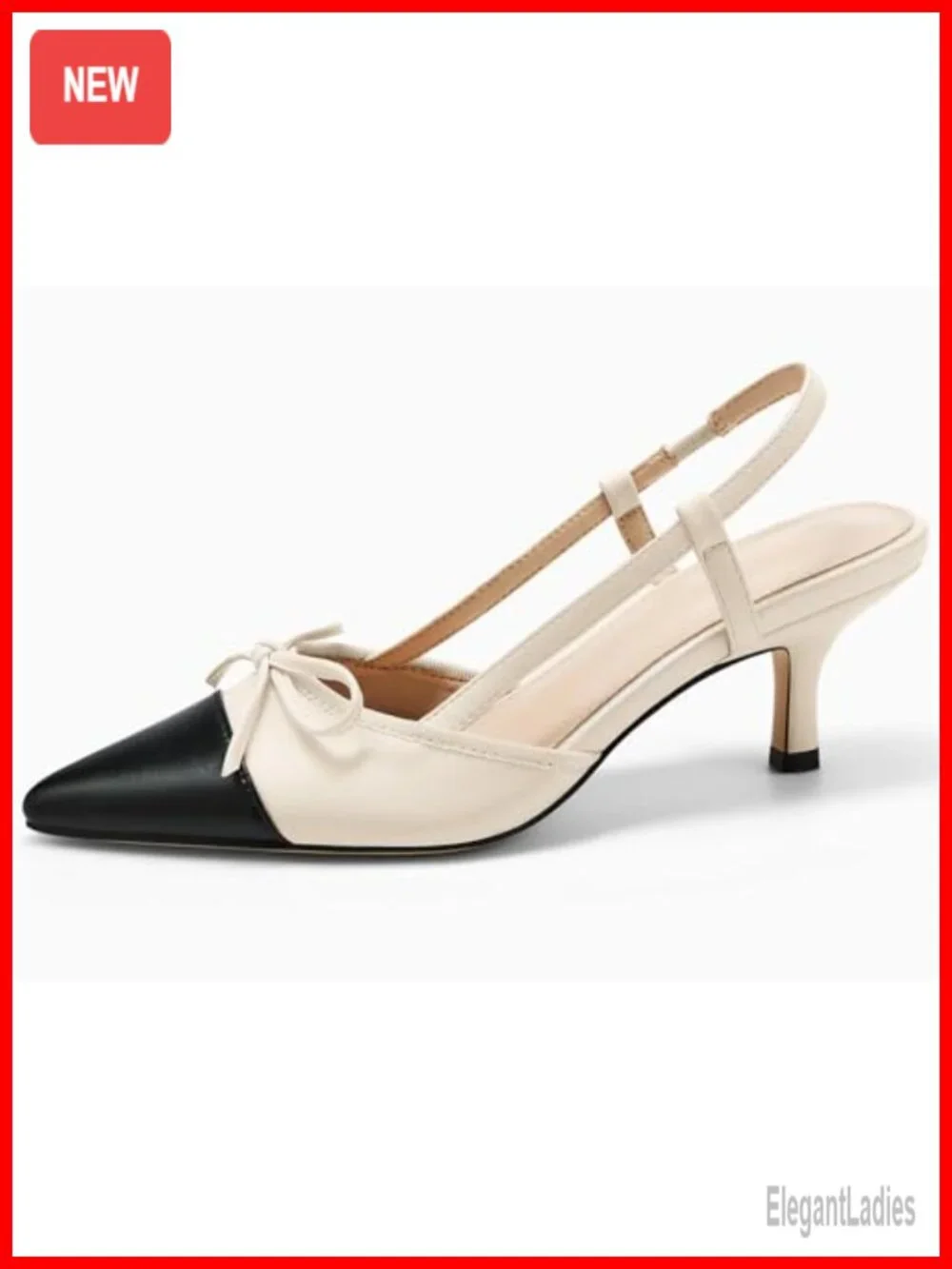 Womens Slingback Kitten Low Heels Bow Closed Pointed Toe Dress Shoes Pumps